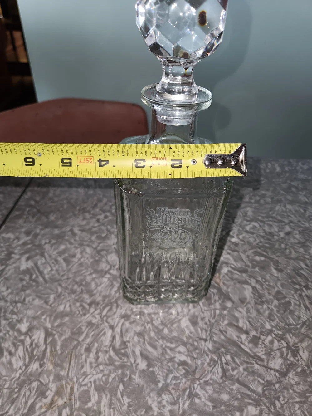 William Evams Clear Glass 200  Years Anniversary  Decanter with Faceted Stopper